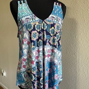 Floral V-Neck Tank Top - Multicolor